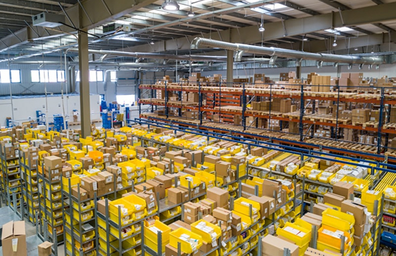 Smart automated warehouse with robotics and high-density storage